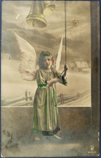 Детская рождественская фотооткрытка. Германия. Начало 20-го века.