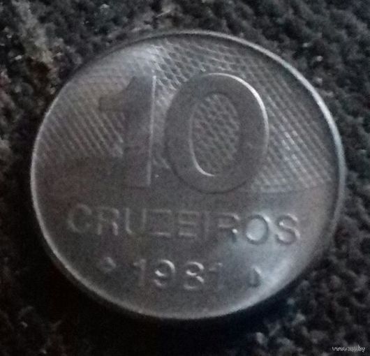 10 крузейро, Бразилия 1981 г.