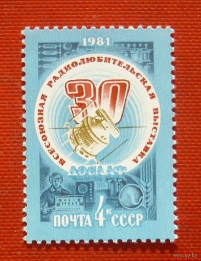 СССР. 30 - я Всесоюзная выставка творчества радиолюбителей - конструкторов ДОСААФ. ( 1 марка ) 1981 года. 4-5.
