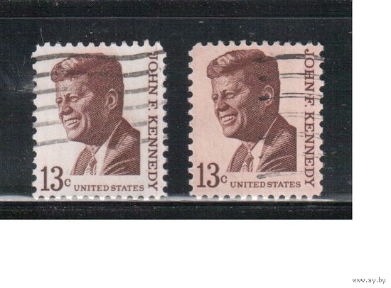 США-1967, (Мих. 922 х+у) , гаш. ,  Стандарт, Личности, Кенннеди, 2 типа бумаги(2)