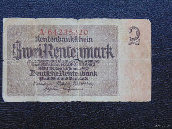Германия  2 рентенмарки 1937 года.