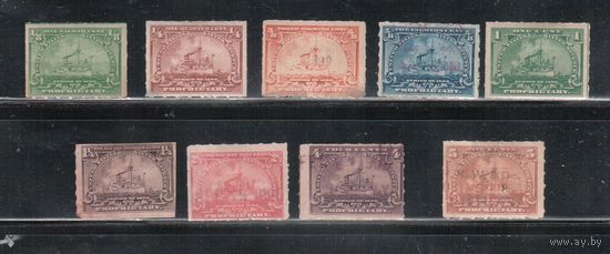 США-1898(Скотт. RВ20-RB31) , * / гаш. , REVENUE, Служебные марки, Proprietary, Флот, Броненосец
