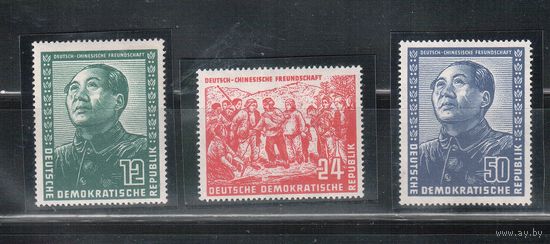 ГДР-1951,(Мих.286-288)  * ( 1 м -  **)    , Мао Цзе Дун,Жтвопись (полная серия) ( 20 % каталога)