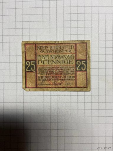 Нотгельд 25 пфеннигов 1921 год. -2712