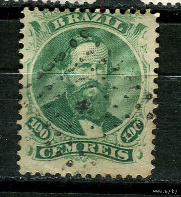 Бразилия - 1866 - Император Бразилии Педру II - 100R - [Mi.27] - 1 марка. Гашеная.  (Лот 2JF)-TG2P16