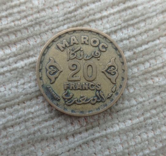 Werty71 Марокко французское 20 франков 1951