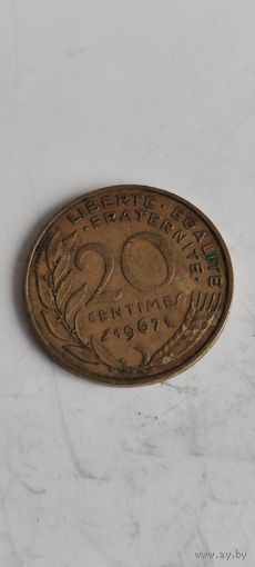 Франция 20 сентимос 1967
