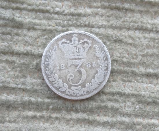 Werty71 Великобритания 3 пенса 1885 Виктория серебро