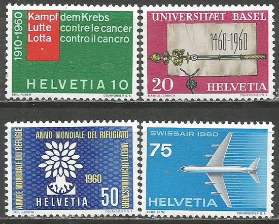 Швейцария. 500 лет университету в Базеле. 1960г Mi#692-95. Серия.
