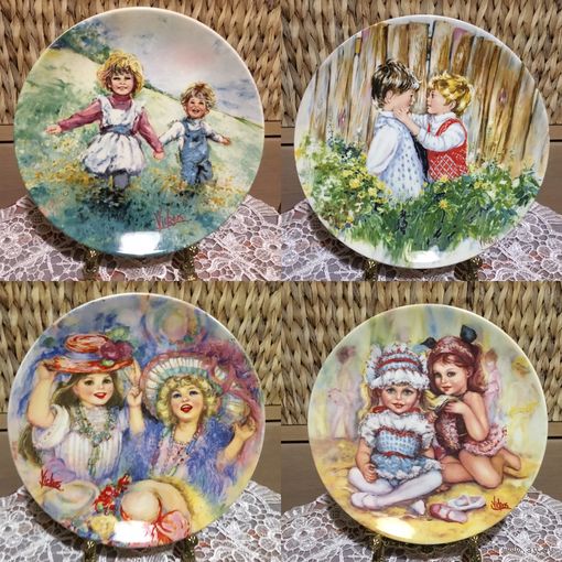 Тарелка коллекционная Дети Англия Wedgwood  винтаж костяной фарфор 4 шт