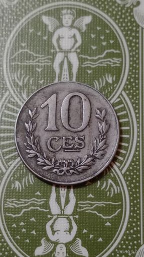 Люксембург 10 сантимов 1918