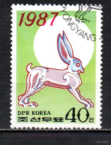 С Новым годом! КНДР 1987 год 1 марка