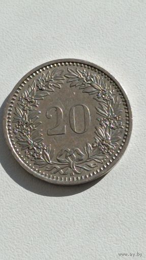 Швейцария. 20 раппен 1988 года.