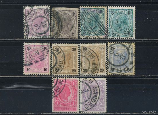Австро-Венгрия Имп 1899 Франц Иосиф I Стандарт гаш Вена Грац Прага Ней-Зандец (Новы-Сонч) Польша#69-70,72,74-6,81-2