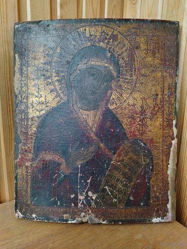 Пресвятая Богородица Чиновая, 39 см, 19 век. Ветковская иконописная школа.