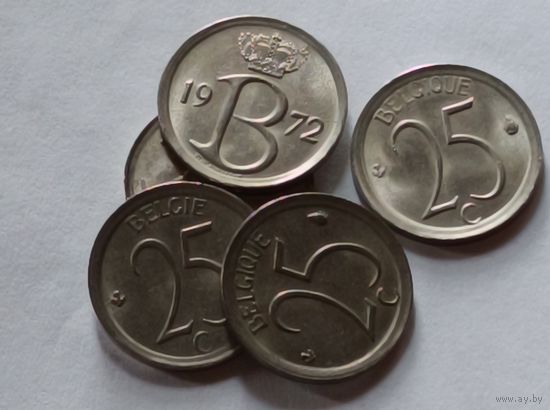 Бельгия. 25 сантимов 1972 года.