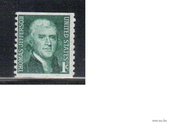 США-1968, (Мих.940 С у) , ** , Стандарт, Личности, Джефферсон (одиночка),