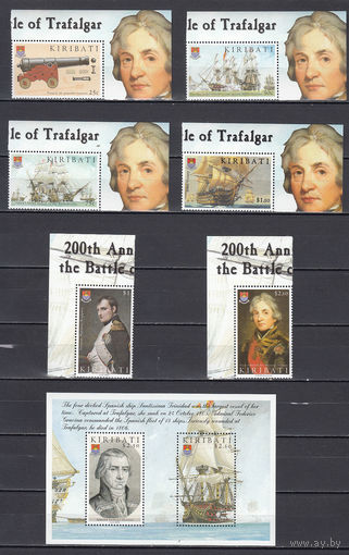 Флот. Трафальгарская битва. Кирибати. 2005. 6 марок и 1 блок. Michel N 948-950, бл55 (20,0 е).