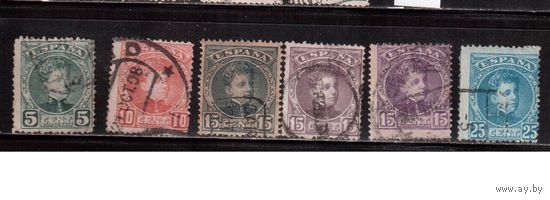 Испания-1901 (Мих.207-211) гаш. ,  Стандарт, Король Альфонс,