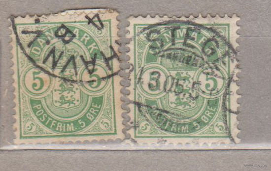 1882 и 1884? год Дания Королевский герб  лот 7 Цена менее 5 % по курсу 3 р смотрите описание