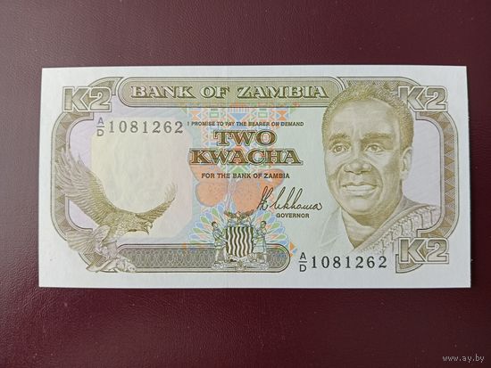 Замбия 2 квача 1989 UNC (очень редкая)