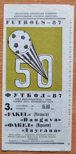 Даугава Рига - Факел Воронеж   1987 год