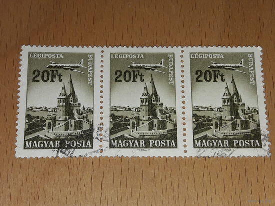 Венгрия 1967 Авиапочта Города и самолеты Сцепка 3 марки