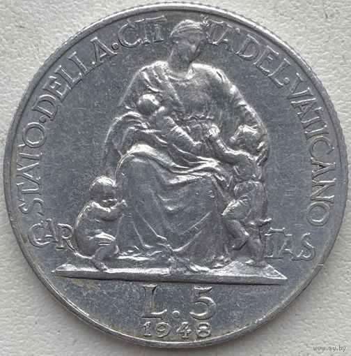 Ватикан 5 лир 1948 г.