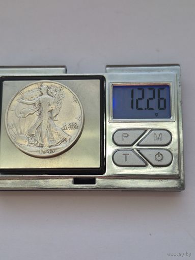 50 центов США 1943 года (Walking Liberty Half Dollar). Серебро 900 пробы. Sm45454.