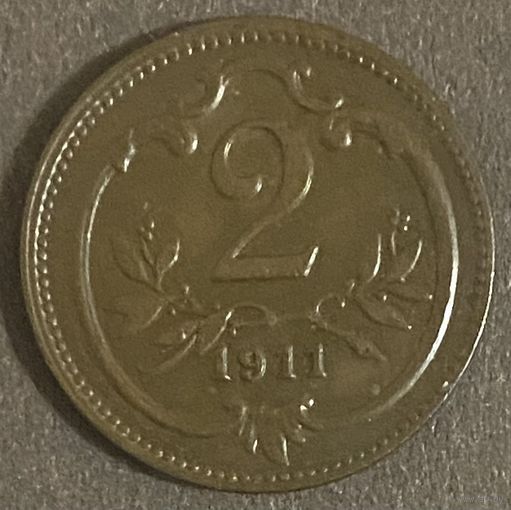Монета 2 Геллера 1911 год. Австро-Венгрия.