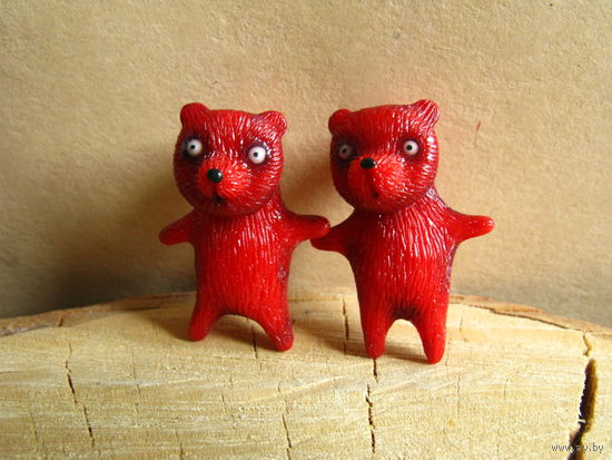 Красные медвежата. Серьги лже-плаги (мед.сплав)30