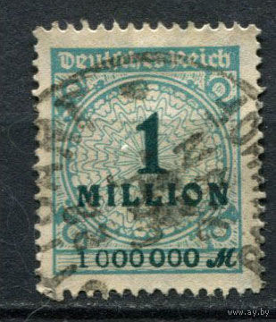 Рейх (Веймарская республика) - 1923 - Цифры 1 Mio - [Mi.314A] - 1 марка. Гашеная.  (Лот 81BE)