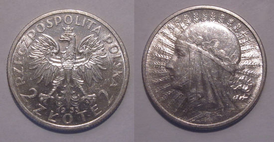 2 злотых (2 zlote) 1933 UNC