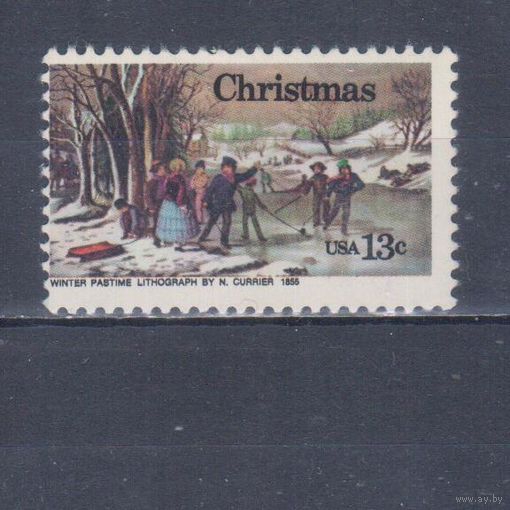 [1369] США 1976. Культура.Искусство. Живопись.Рождество.Зимний мотив. MNH