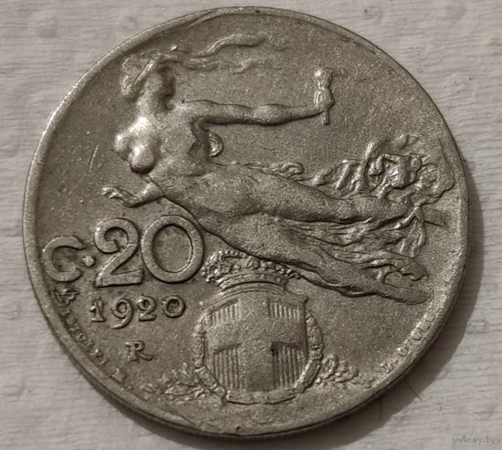 Италия 20 чентезимо, 1920 Старый тип: Женщина с колосом (14-14-20)