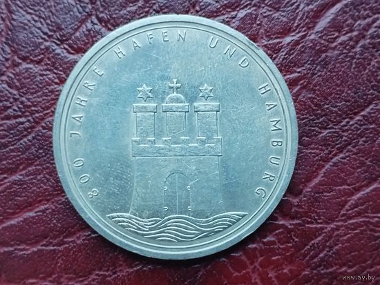 10 марок ФРГ 1989 г. 800 лет Гамбургу.