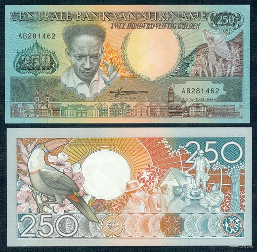Суринам 250 гульденов 1988 год, UNC