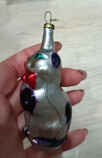 Елочные игрушки, стекло, кот, кошка