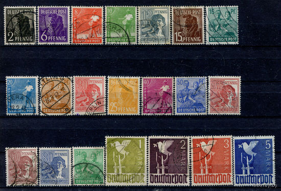 Германия (период оккупации) - 1947г. - выпуск для всех зон оккупации - 21 марка - полная серия, гашёные [Mi 943-962]. Без МЦ!
