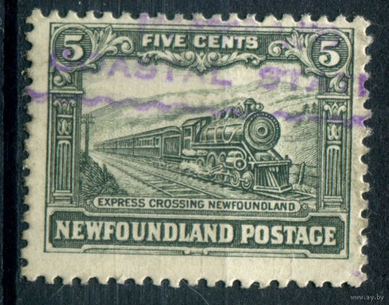 Британские колонии - Ньюфаундленд - 1929/31г. - паровоз, 5 с - 1 марка - гашёная [Mi 149]. #3-WB-102-A-1