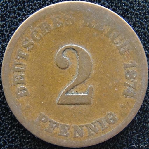 YS: Германия, Рейх, 2 пфеннига 1874G, KM# 2