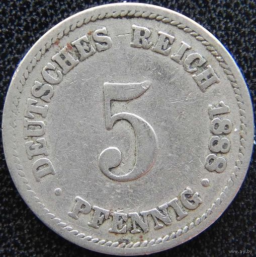 YS: Германия, Рейх, 5 пфеннигов 1888A, KM# 3