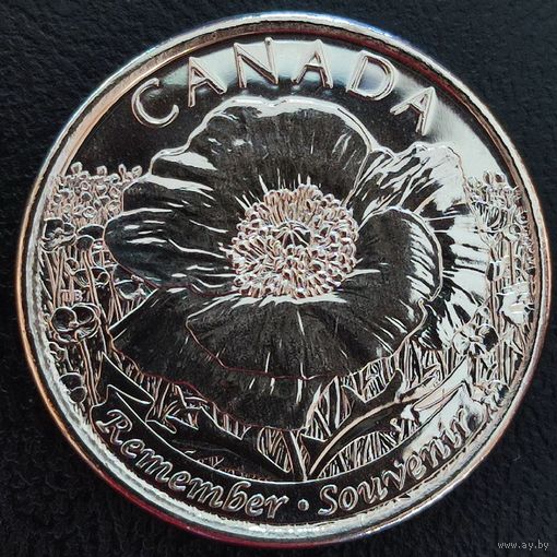 Канада 25 центов 2015 100 лет стихотворению На полях Фландрии (1.6.6).