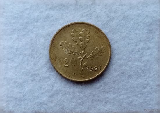 Werty71 Италия 20 лир 1991 дубовая ветвь