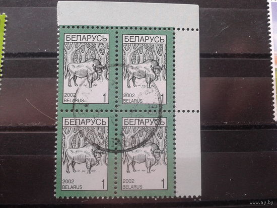 Беларусь, 2002. Стандарт, зубр, кварт-блок