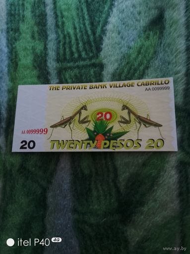 БОНА КУПЮРА 20 песо Кабрилло. 2019.