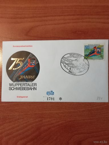 ФРГ 1976 КПД с маркой "75 лет монорельсовой дороге в Вуппертале" Mi. 881