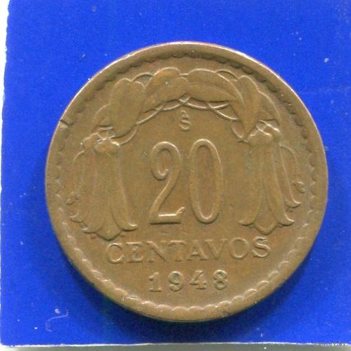 Чили 20 сентаво 1948