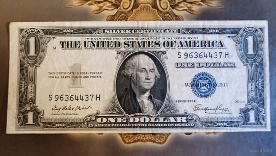 Доллар 1935 год с синей печатью, редкий, с рубля