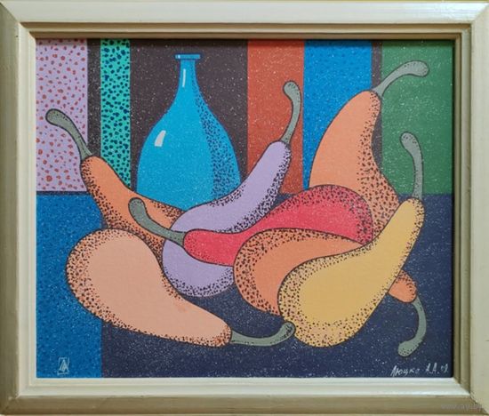 Картина Люцко А. "натюрморт с грушами", картон акрил, 2009г. 39х49см.
